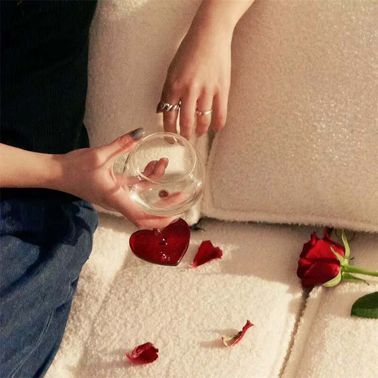 Red Heart Wine Glass