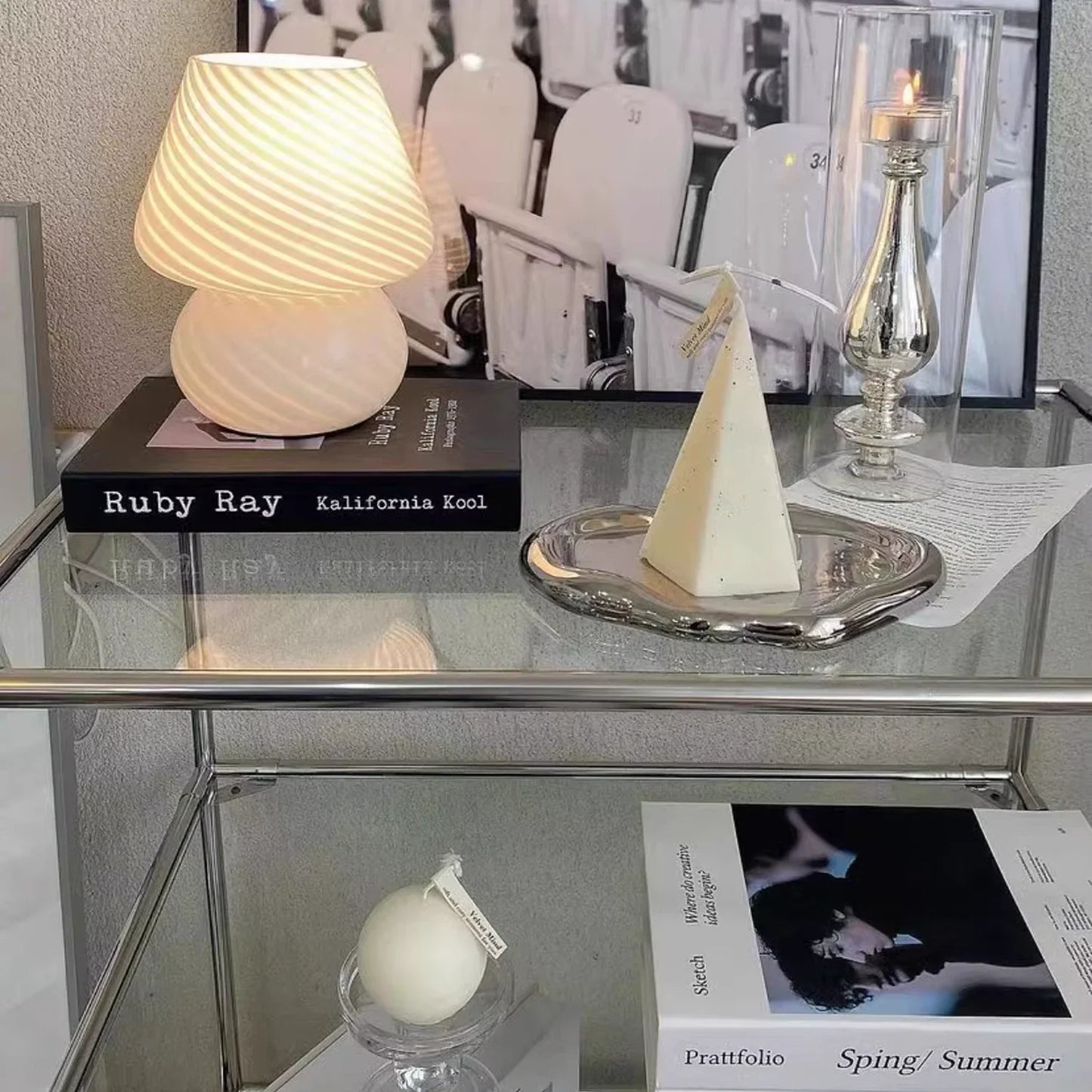 Glass Mushroom Table Lamp
