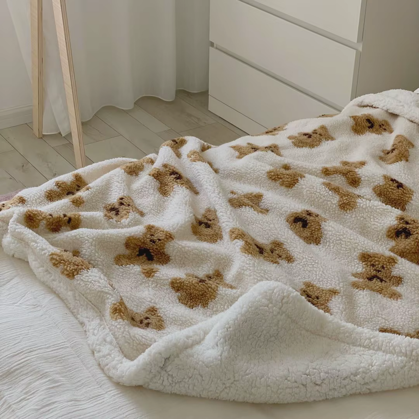 Fleece Knitted Teddy Blanket