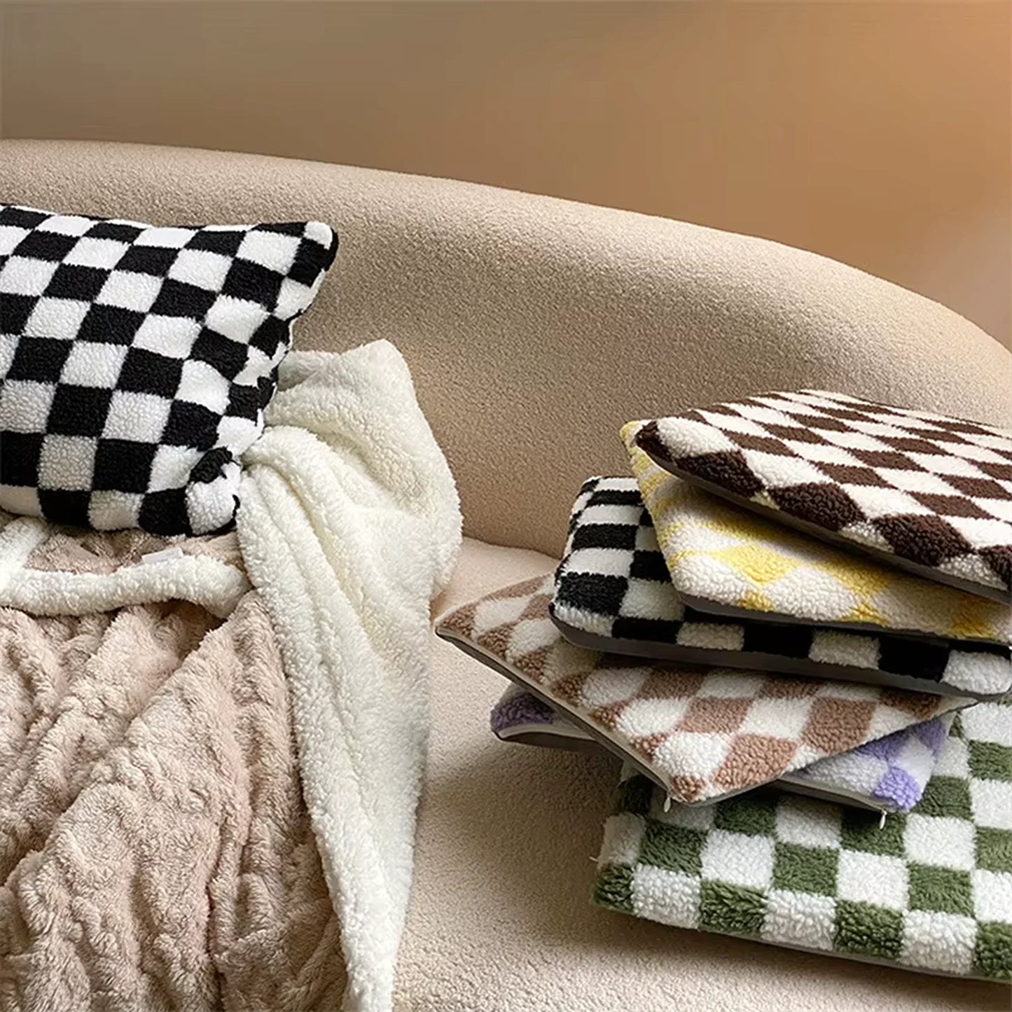 Checkerboard Fleece Cushion