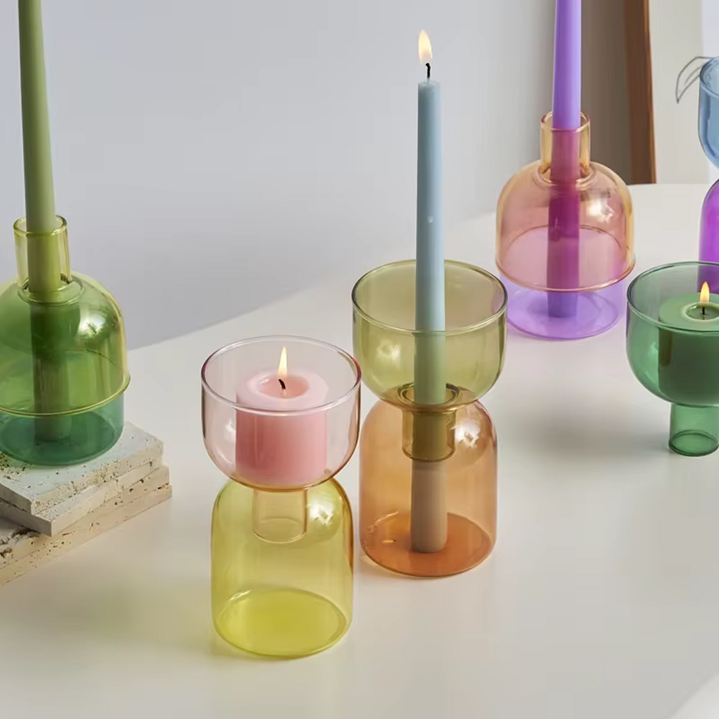 Dual-Tone Glass Candleholder