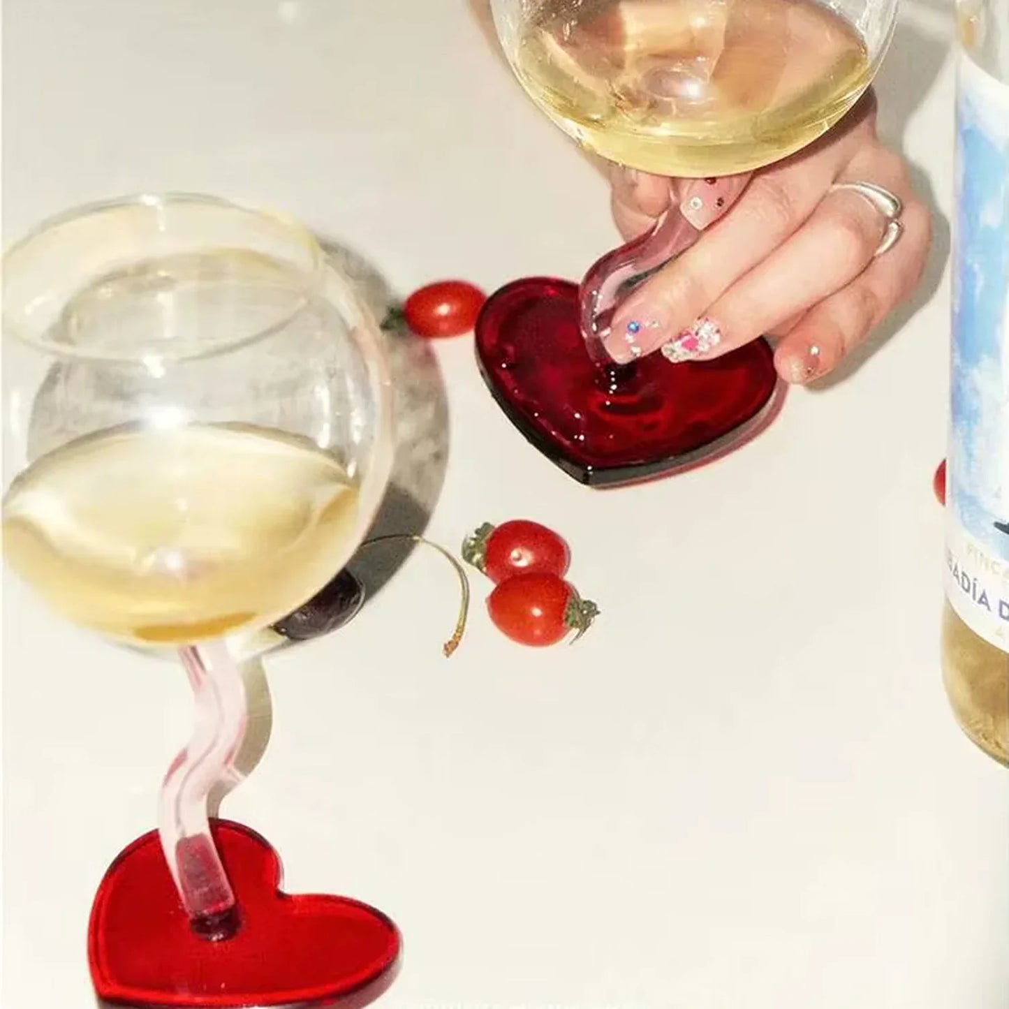 Red Heart Wine Glass