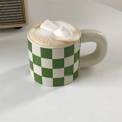 Retro Checkerboard Ceramic Mug