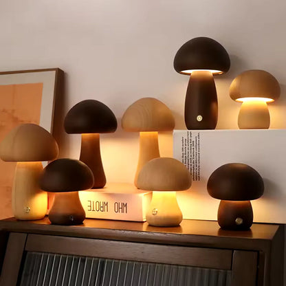 Wooden Mushroom Table Lamp