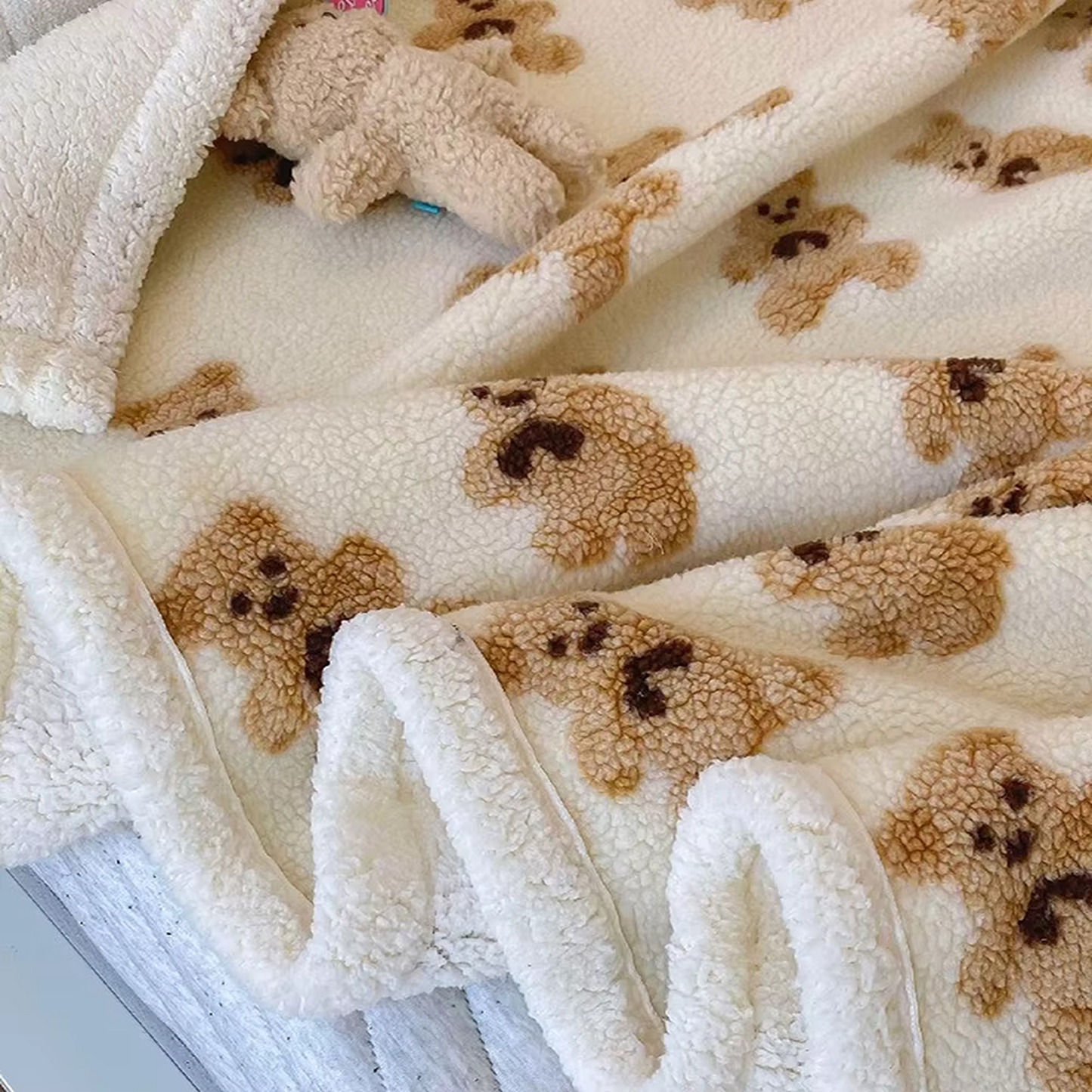 Fleece Knitted Teddy Blanket