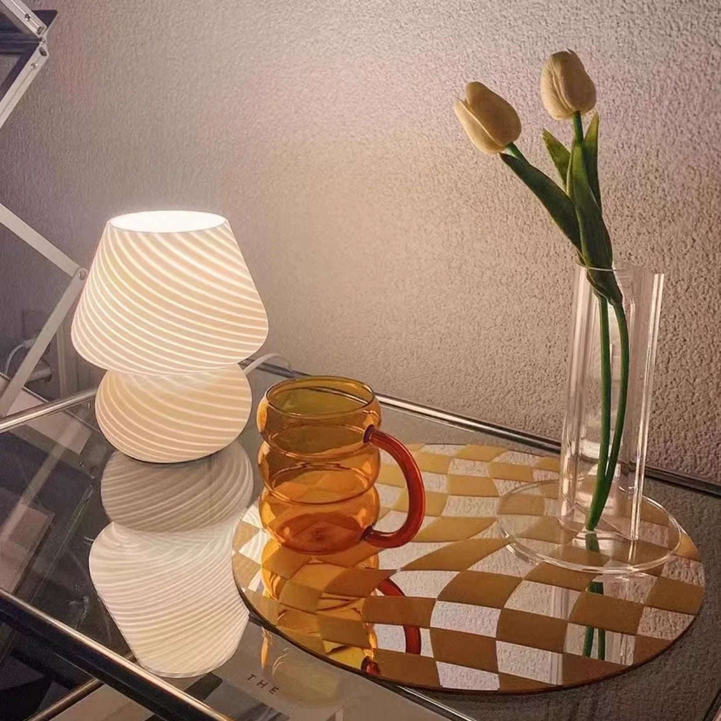 Glass Mushroom Table Lamp