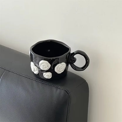 Embossed Roses Ceramic Mug