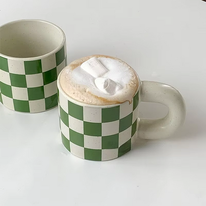 Retro Checkerboard Ceramic Mug