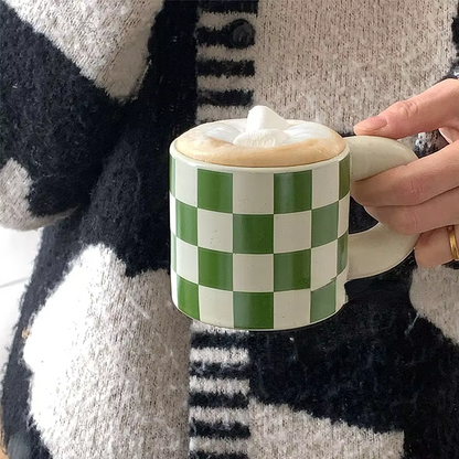 Retro Checkerboard Ceramic Mug