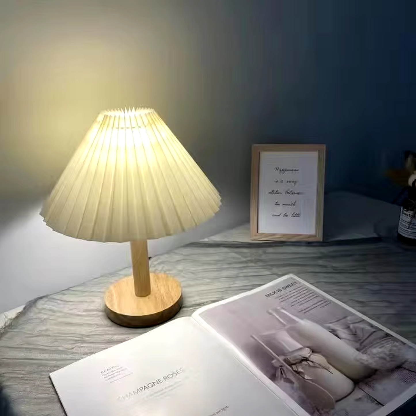 Tri-Color Pleated Table Lamp