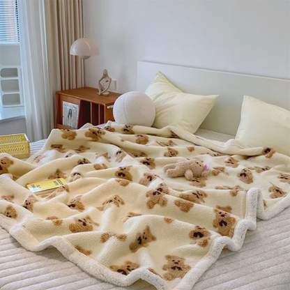 Fleece Knitted Teddy Blanket