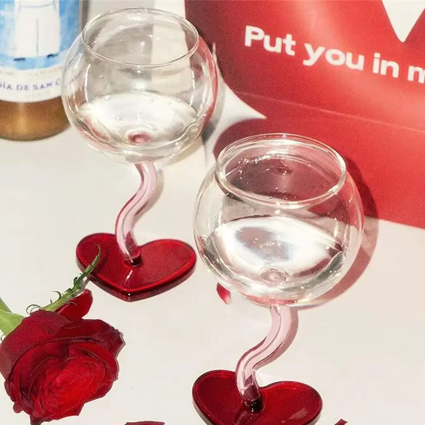 Red Heart Wine Glass