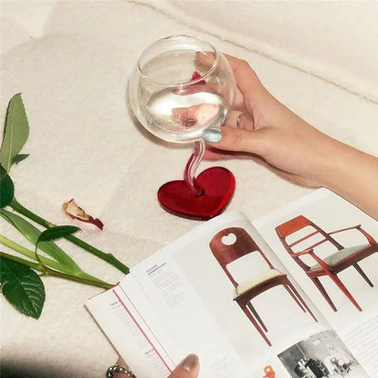 Red Heart Wine Glass