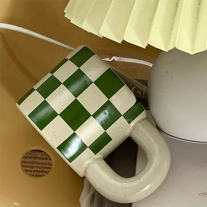 Retro Checkerboard Ceramic Mug