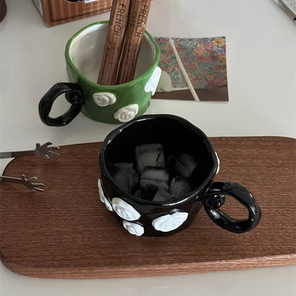 Embossed Roses Ceramic Mug