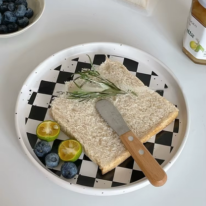 Chessboard Rimmed Ceramic Plate