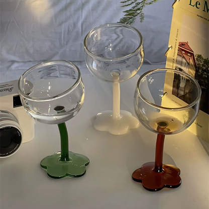 Crooked Flower Wine Glass