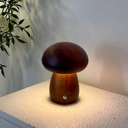 Wooden Mushroom Table Lamp