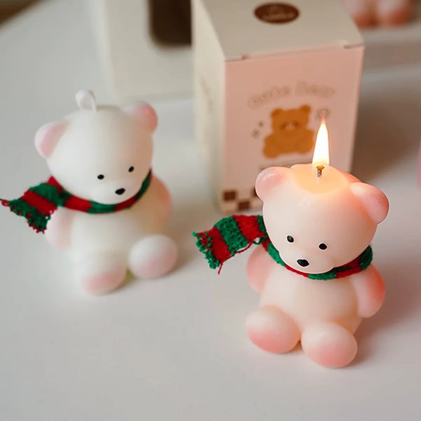 Teddy Bear Candle with Scarf