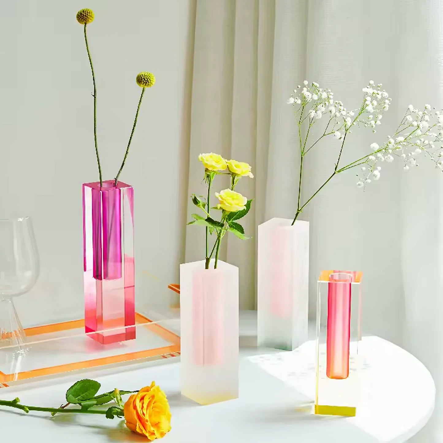 Glass Acrylic Pillar Vase