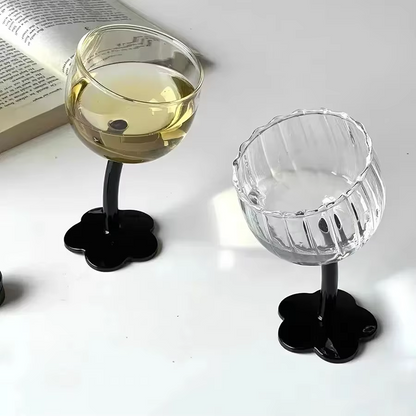 Crooked Flower Wine Glass