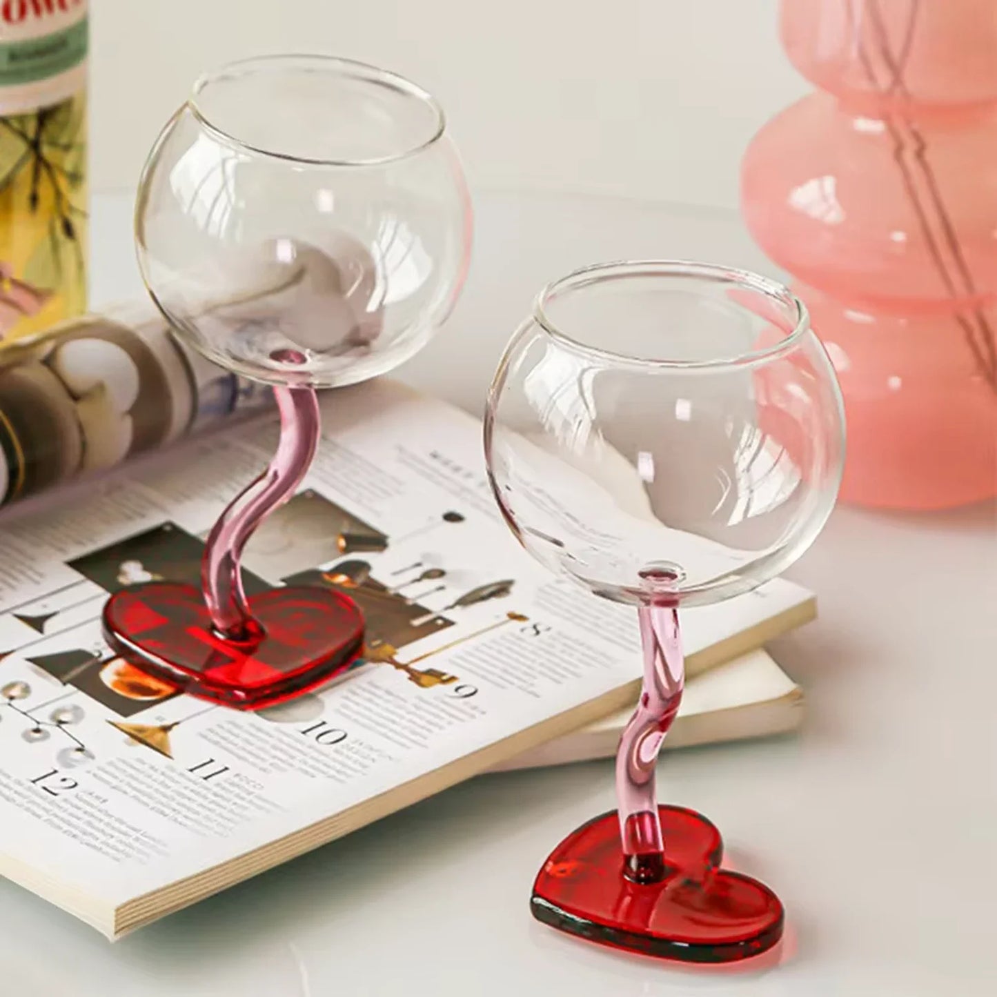 Red Heart Wine Glass