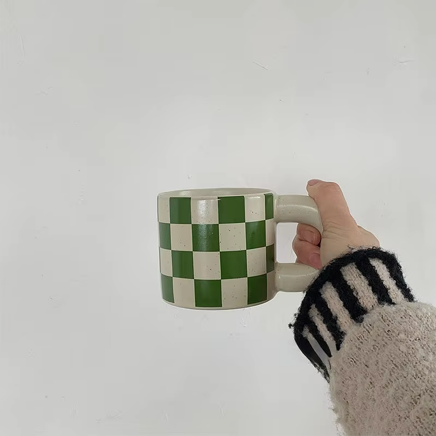 Retro Checkerboard Ceramic Mug