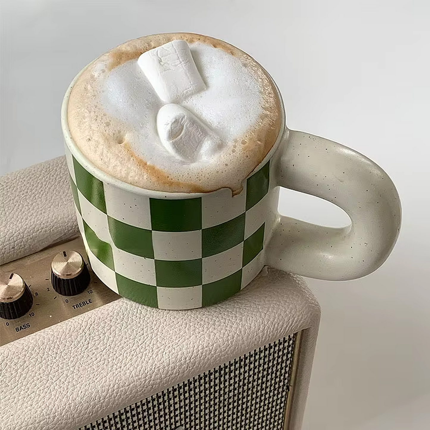 Retro Checkerboard Ceramic Mug