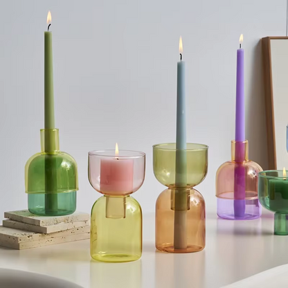 Dual-Tone Glass Candleholder