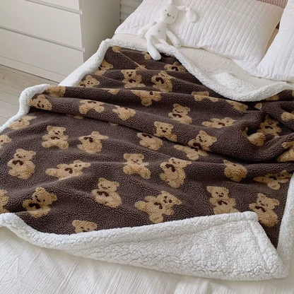 Fleece Knitted Teddy Blanket