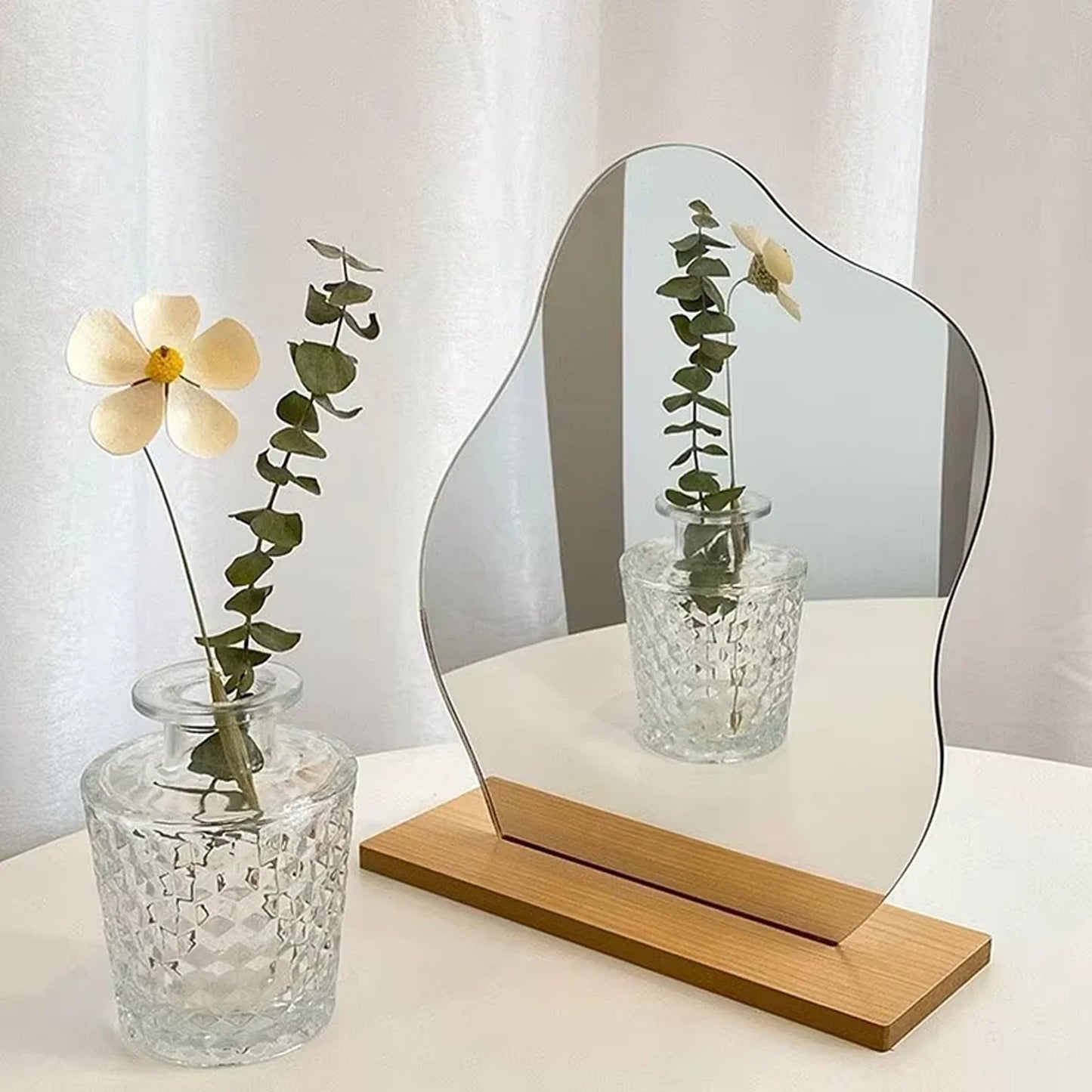 Wavy Irregular Mirror with Base