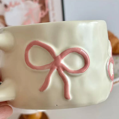 Embossed Bows Ceramic Cup