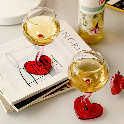 Red Heart Wine Glass