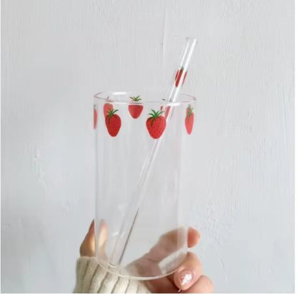 Strawberry Glass & Straw