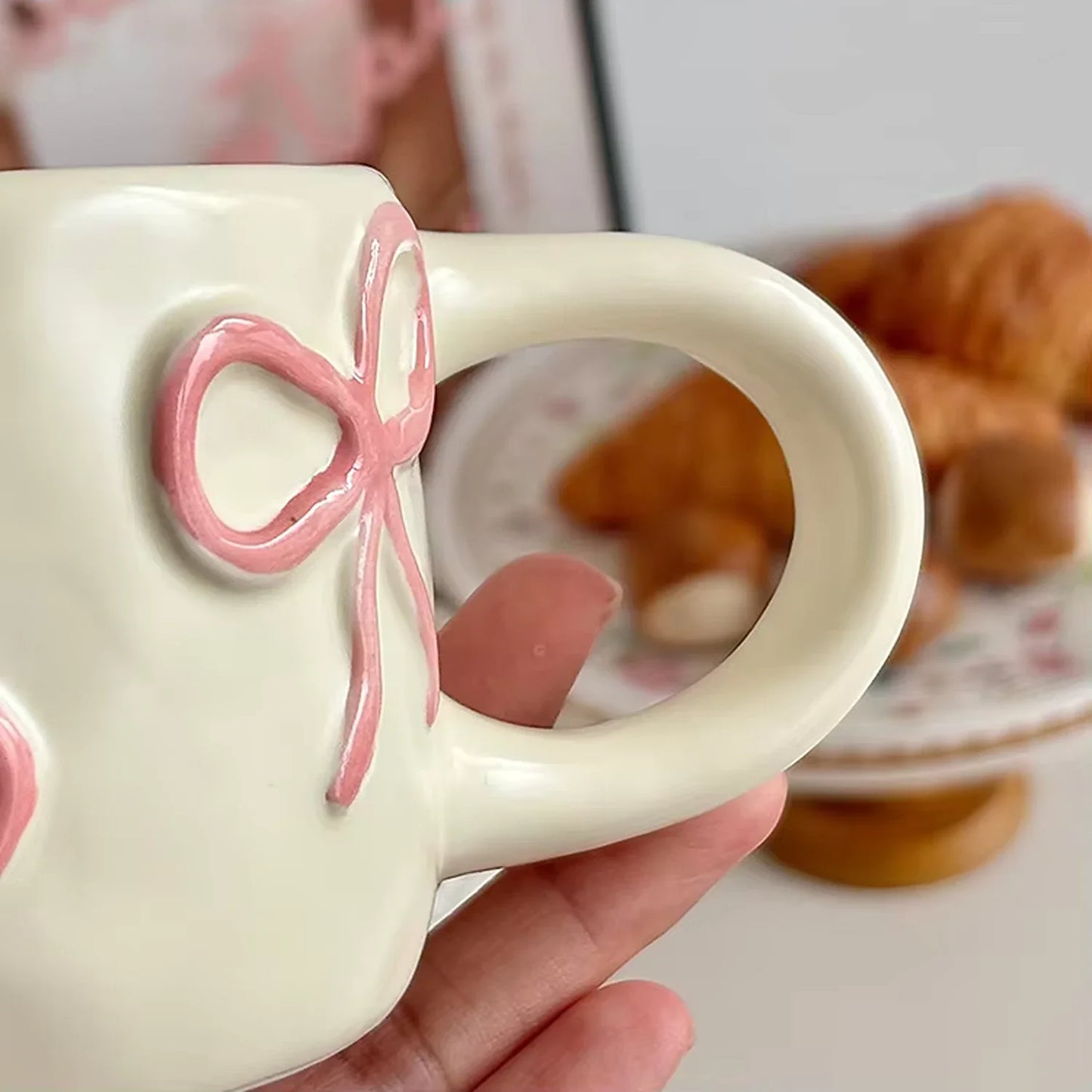 Embossed Bows Ceramic Cup