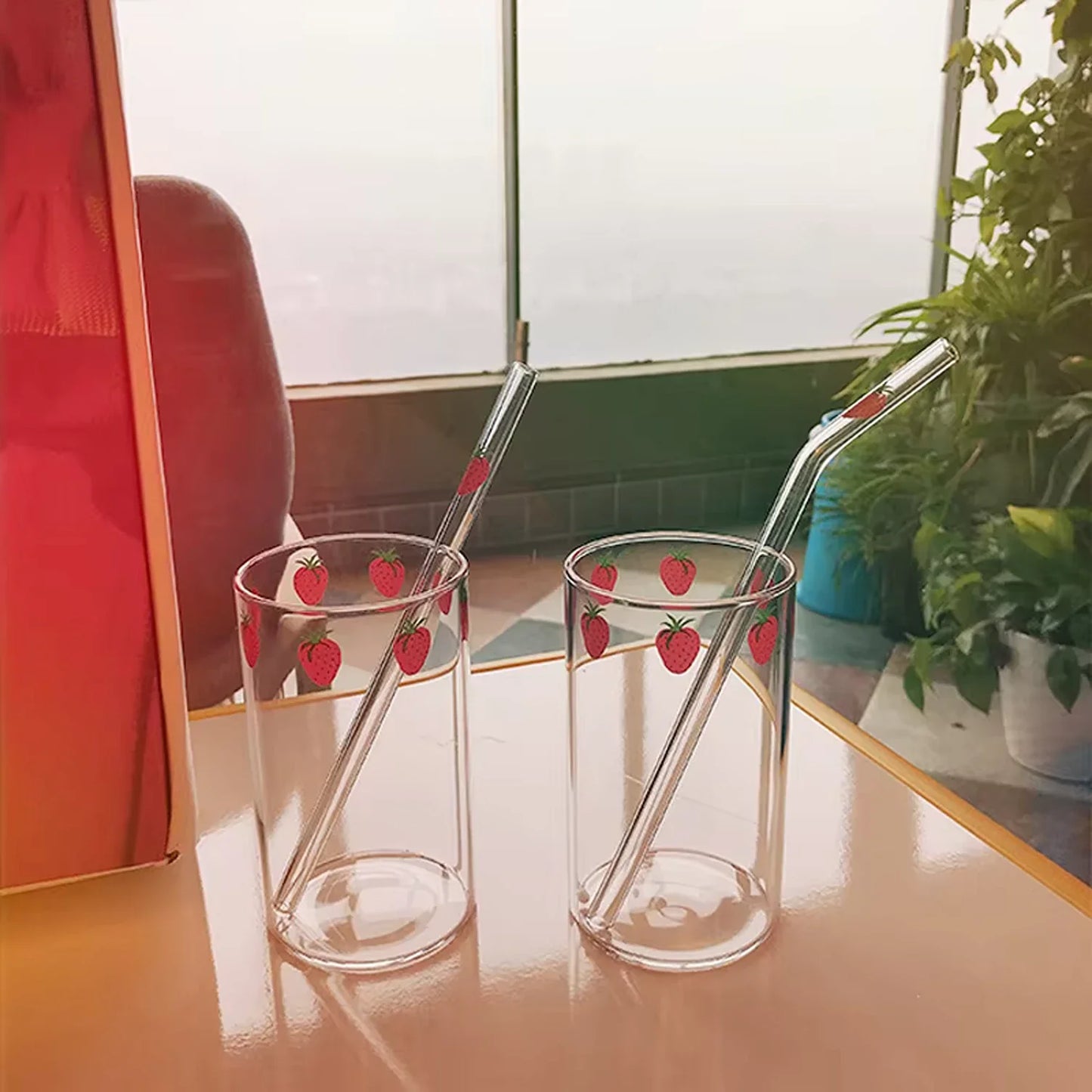 Strawberry Glass & Straw