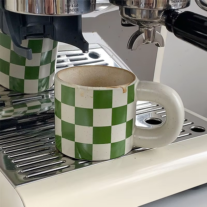 Retro Checkerboard Ceramic Mug