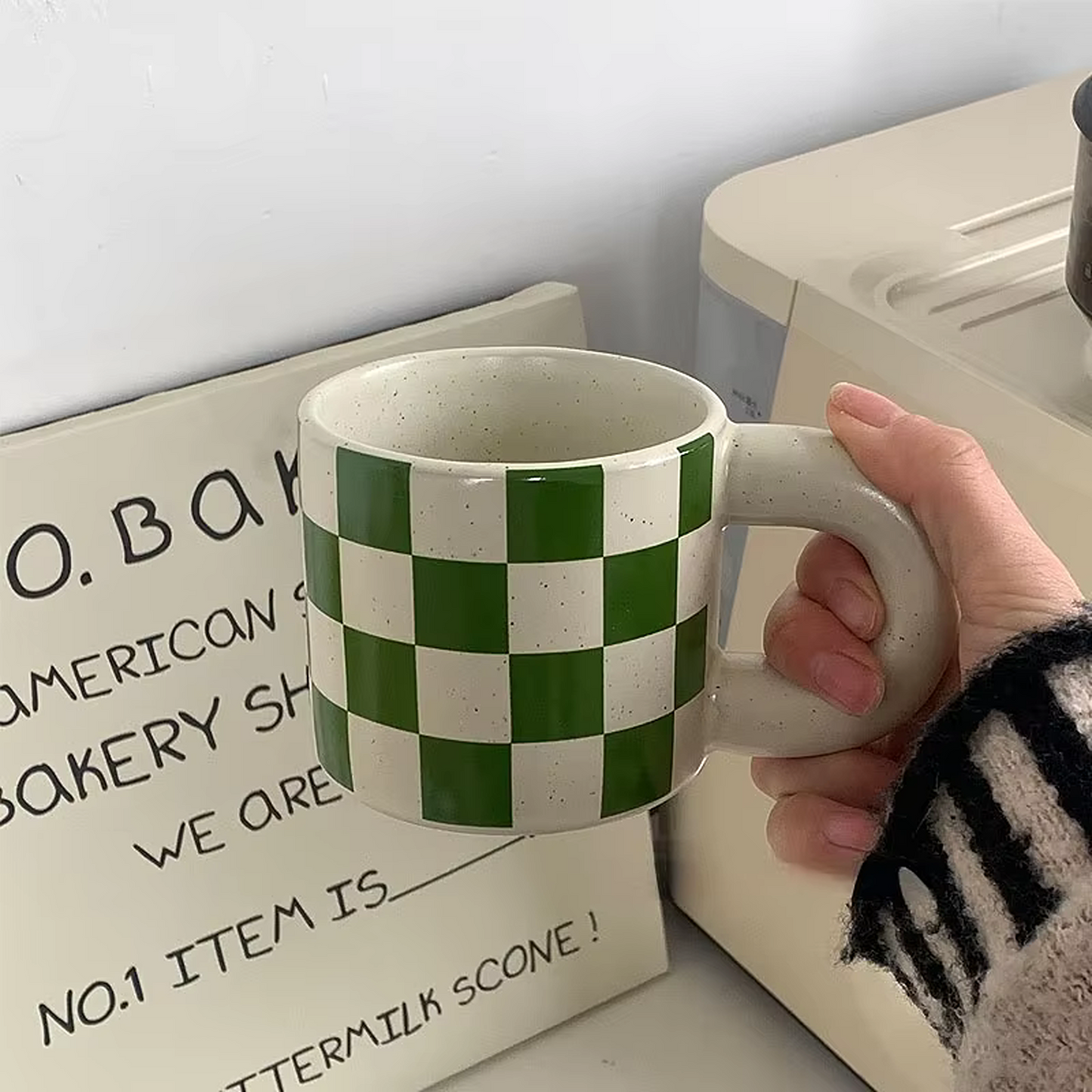 Retro Checkerboard Ceramic Mug