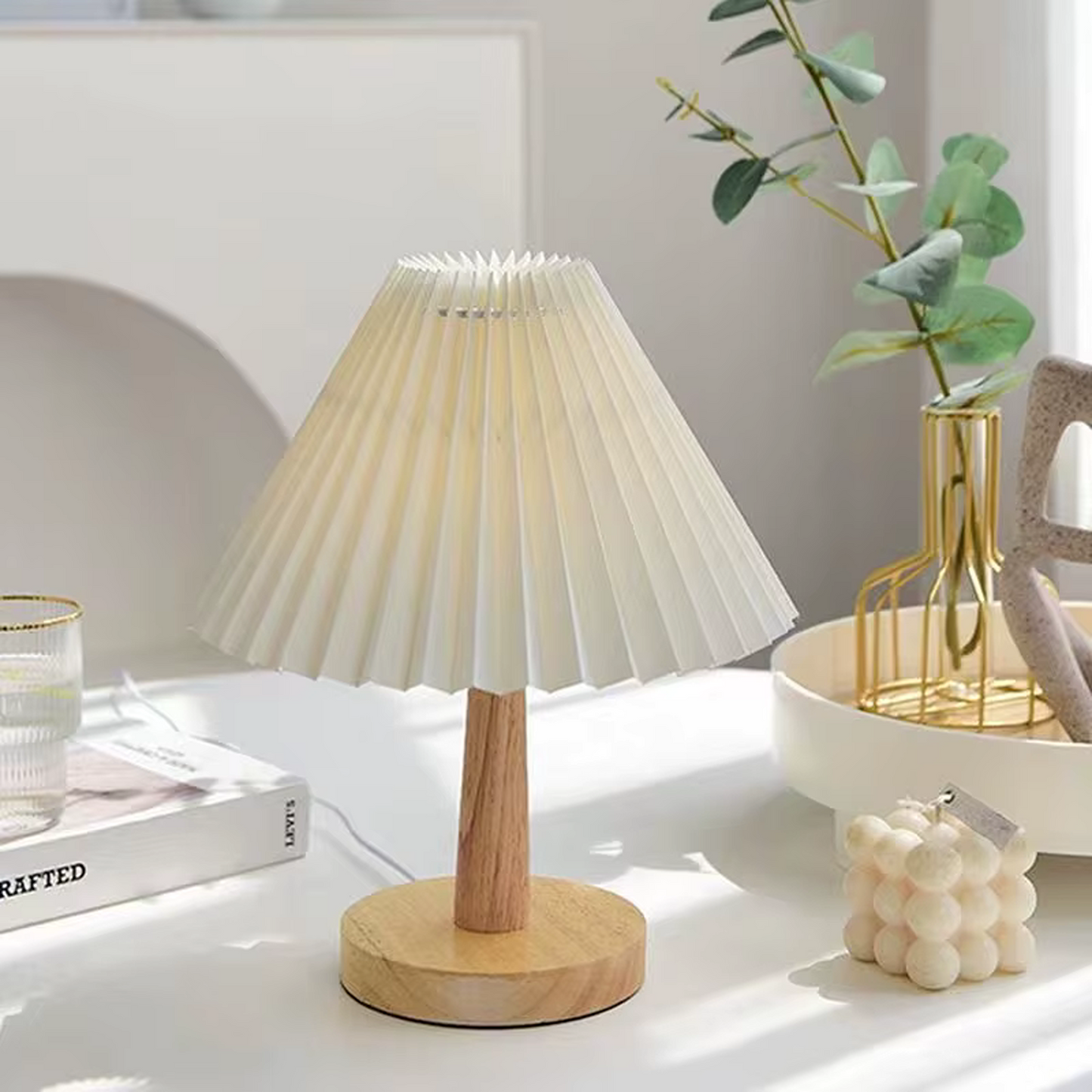 Tri-Color Pleated Table Lamp