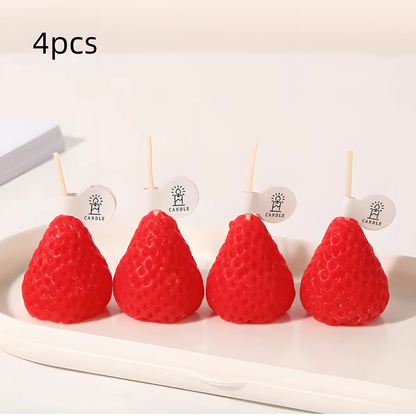 Strawberry Candles - Set of 4